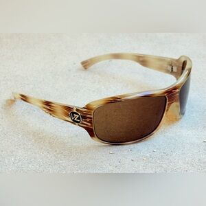 VZ Von Zipper ABSINTHE Wrap Sunglasses Bamboo Striped Brown   Vintage Y2k Rare